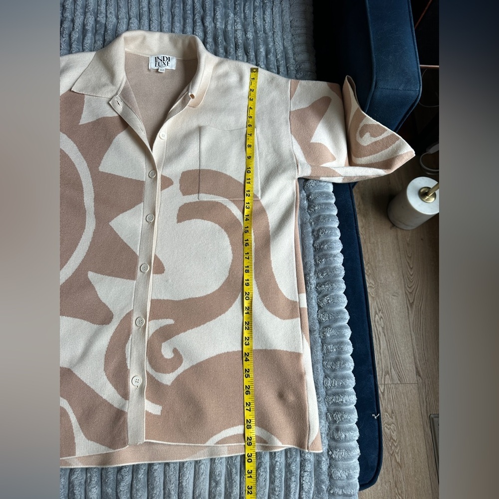 Indi Luxe Oversized Collared Button Down Mini Sweater Dress Tunic - Picture 13 of 14